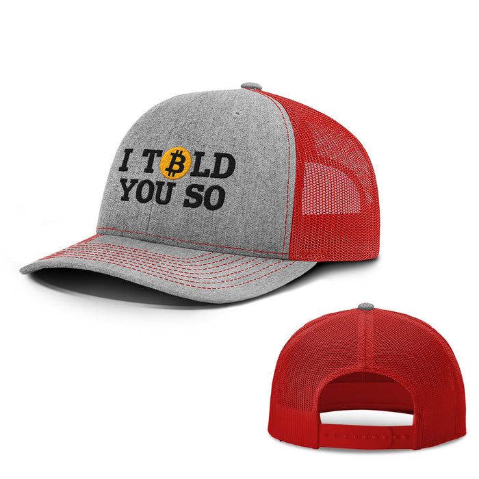 Bitcoin I Told You So Hats - BustedTees.com