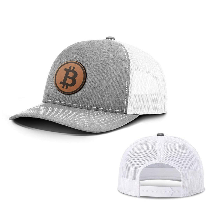 SunFrog-Busted Hats Snapback / Heather and White / One Size Bitcoin Leather Patch Hats