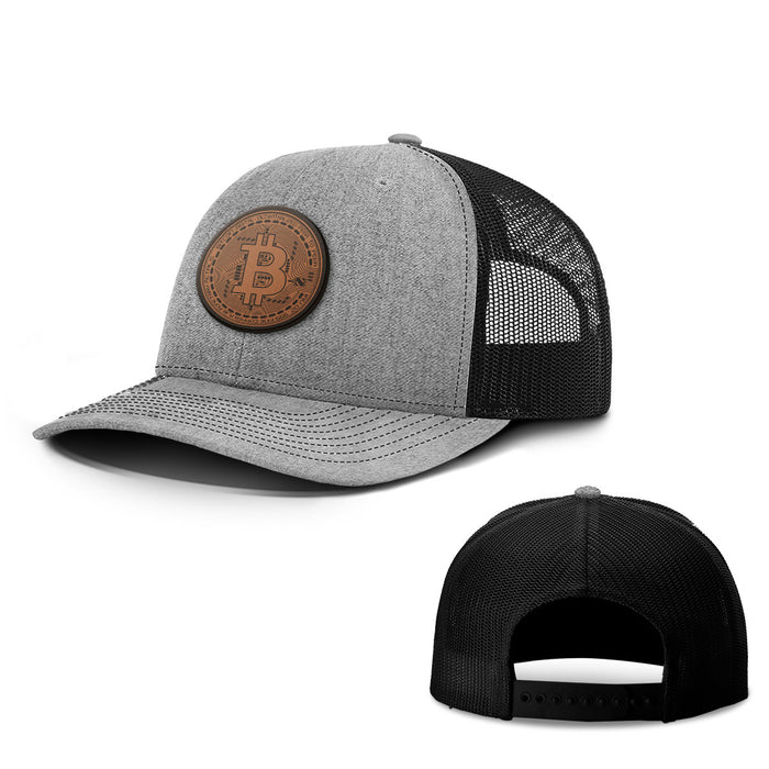 Bitcoin Vector Leather Patch Hats - BustedTees.com