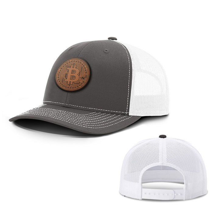Bitcoin Vector Leather Patch Hats - BustedTees.com
