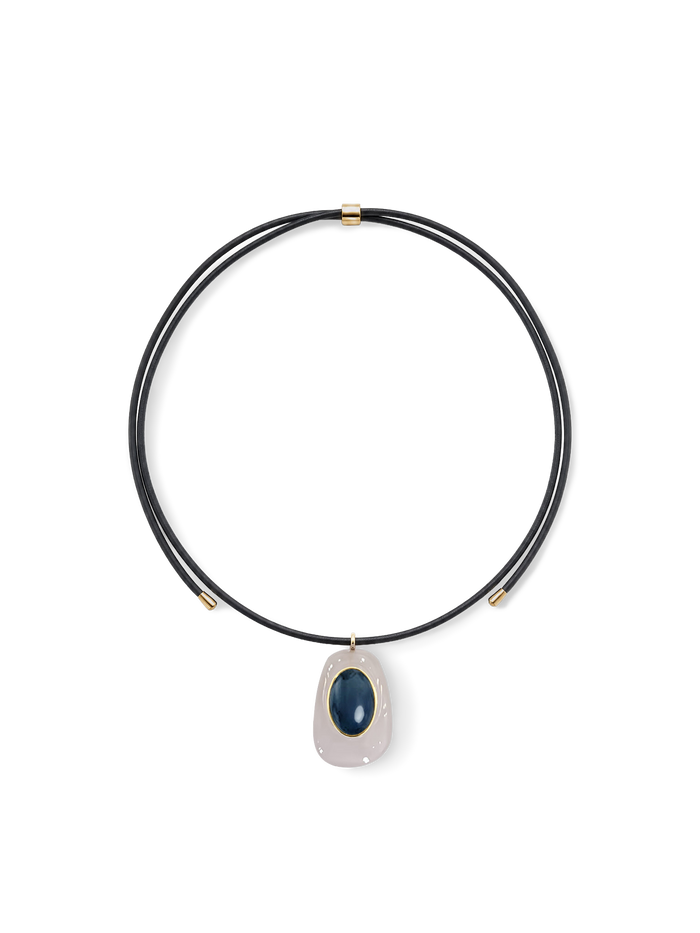 Black Leather Pendant Necklace