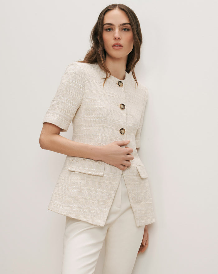 Veronica Beard Bodie Tweed Jacket - Ecru