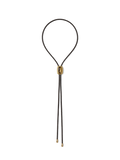 Veronica Beard Brown braided leather cord necklace with gold clasp.