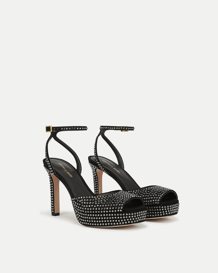 Veronica Beard Brianne Crystal Platform Sandal - Black