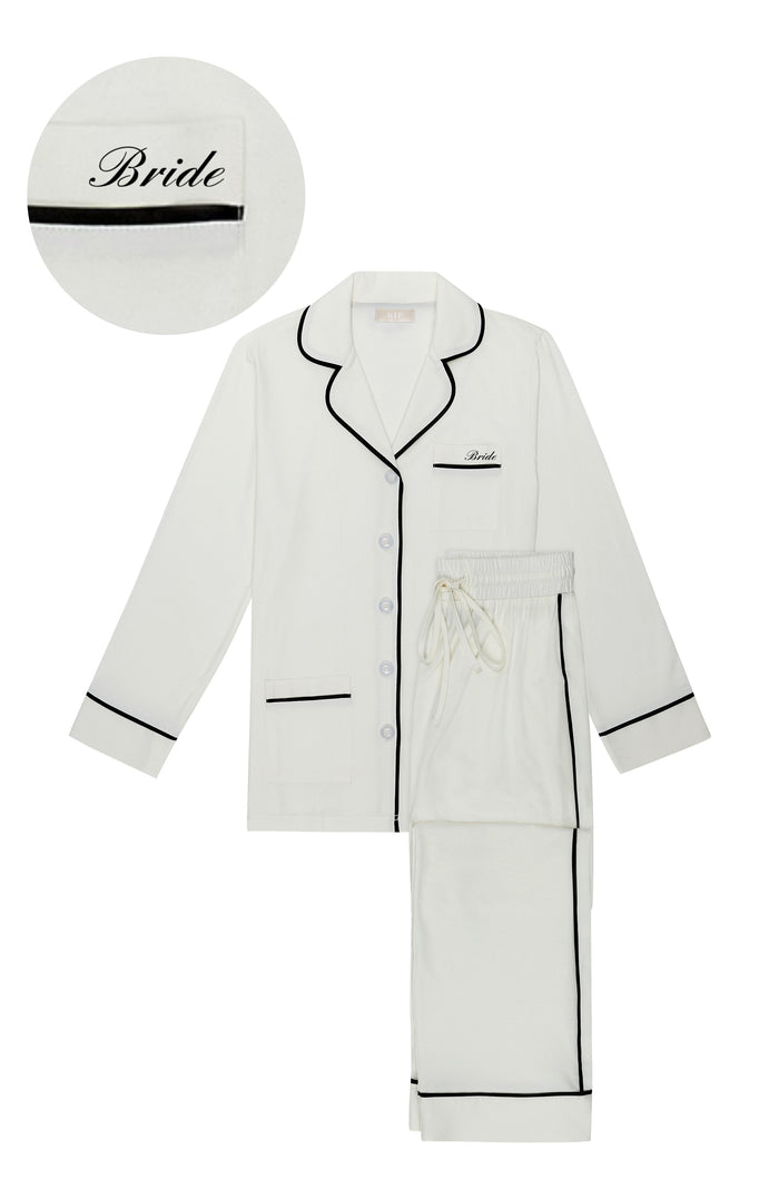 Bride Luxe Stretch Cotton Pajama Set - Pearl