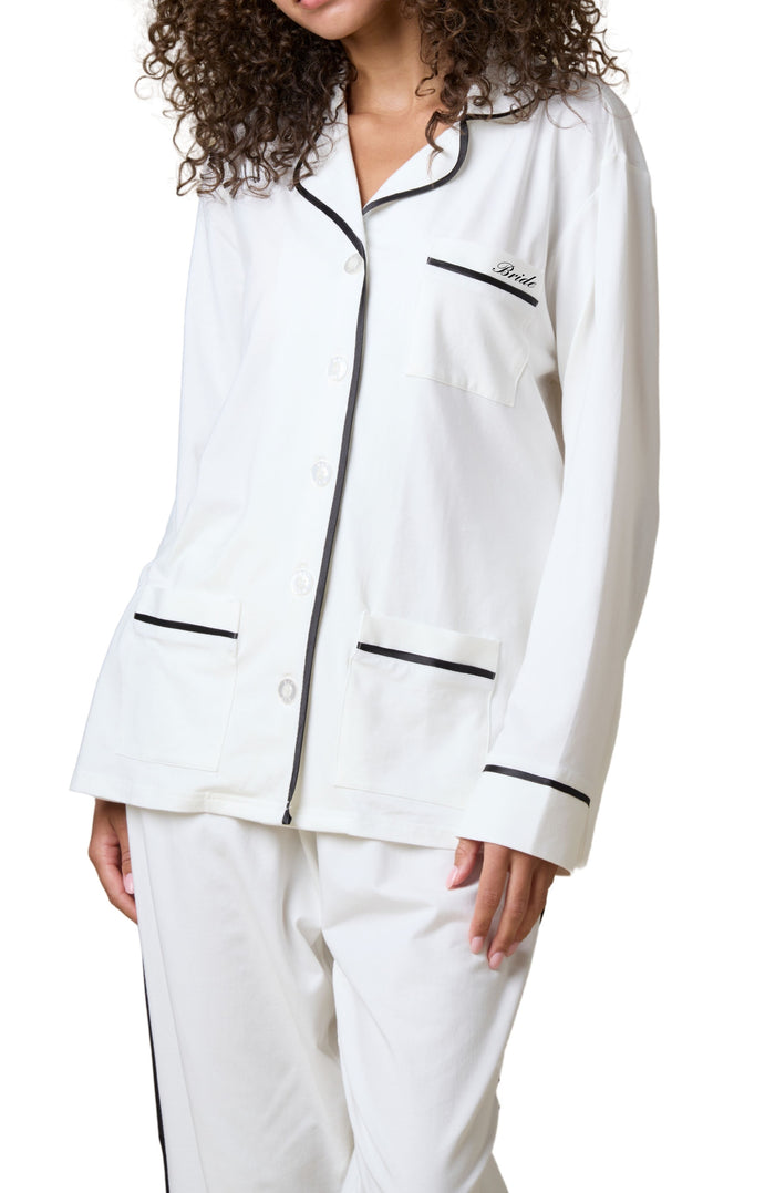 Bride Luxe Stretch Cotton Pajama Set - Pearl