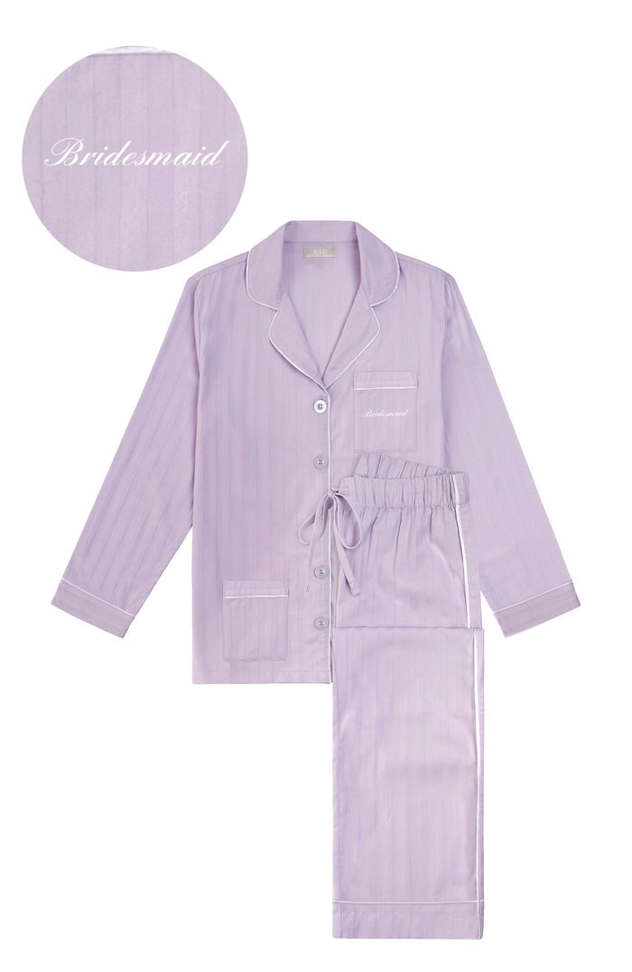 Bridesmaid Premium Cotton Pajama Set - Lavender