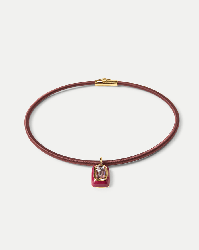 Veronica Beard Burgundy Cord Pendant Necklace