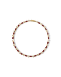 Veronica Beard Burgundy Enamel and Crystal Barrel Necklace Burgundy