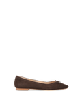 Veronica Beard Brown suede pointed-toe flat with bow detail.