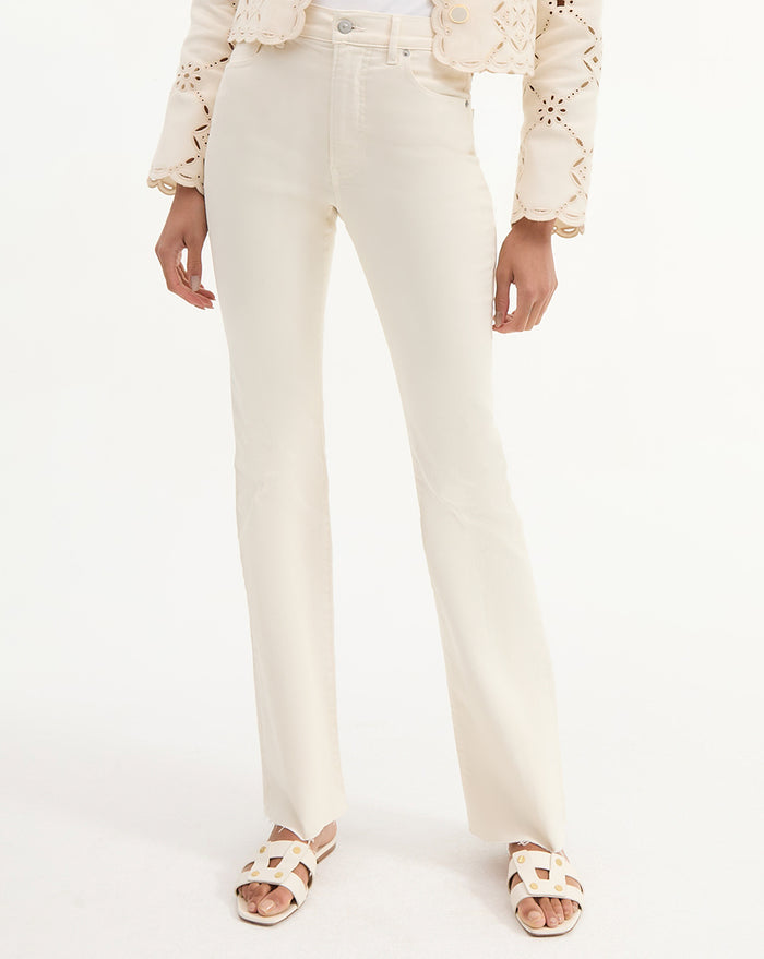 Veronica Beard Cameron Raw Hem Bootcut Jean - Ecru