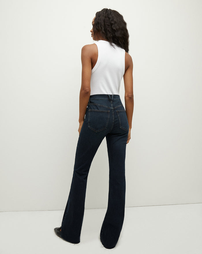 Veronica Beard Cameron Raw Hem Bootcut Jean - Dark Ink