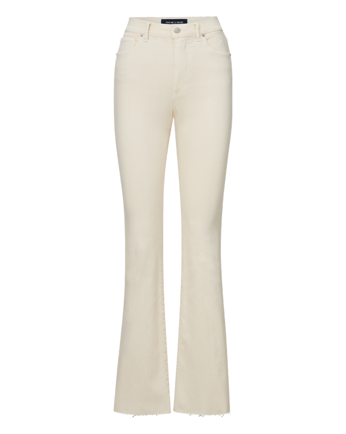 Veronica Beard Cameron Raw Hem Bootcut Jean - Ecru