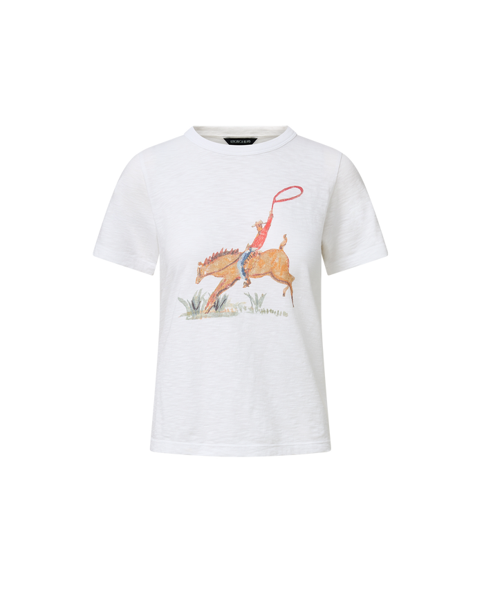 Veronica Beard White cotton t-shirt with a horse graphic, paired