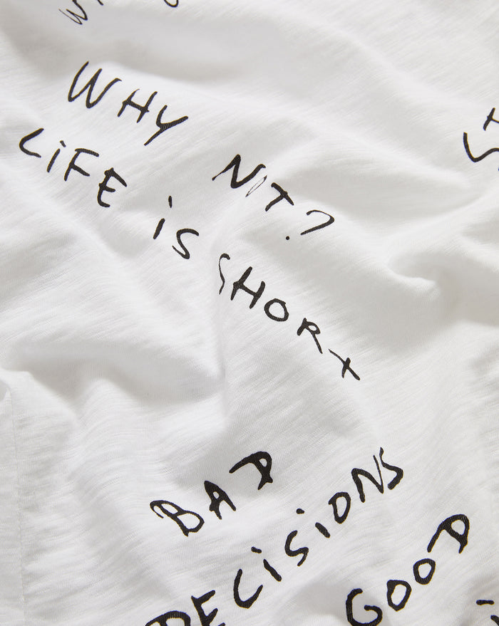 Veronica Beard White cotton t-shirt with black handwritten text print.