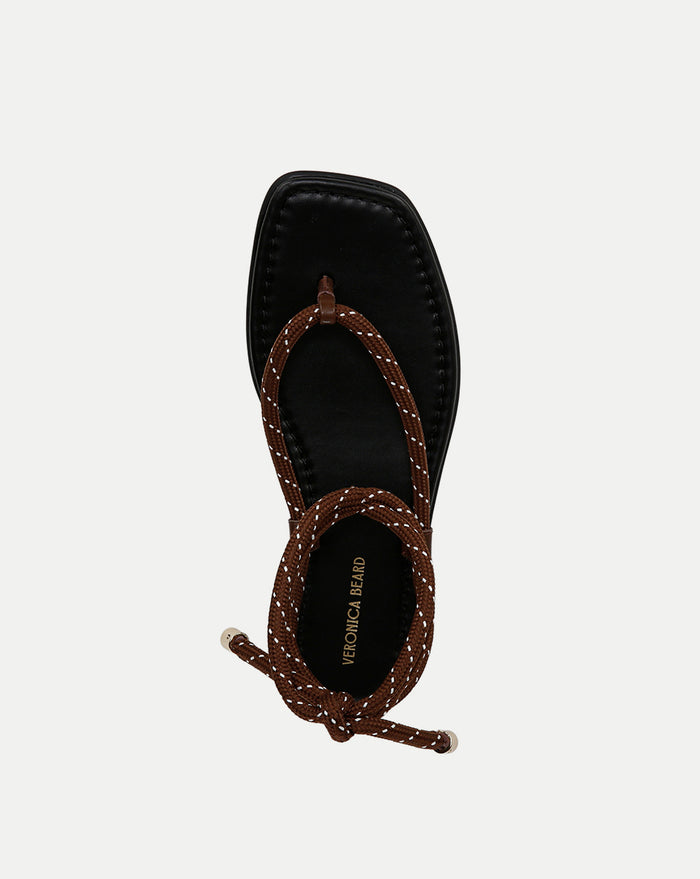 Veronica Beard Carmina Cord Wrap Sandal - Cedar/Coconut