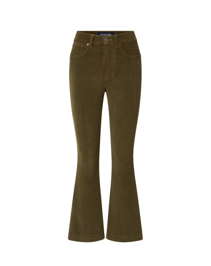 Veronica Beard Carson Corduroy Kick-Flare Pant - Cypress