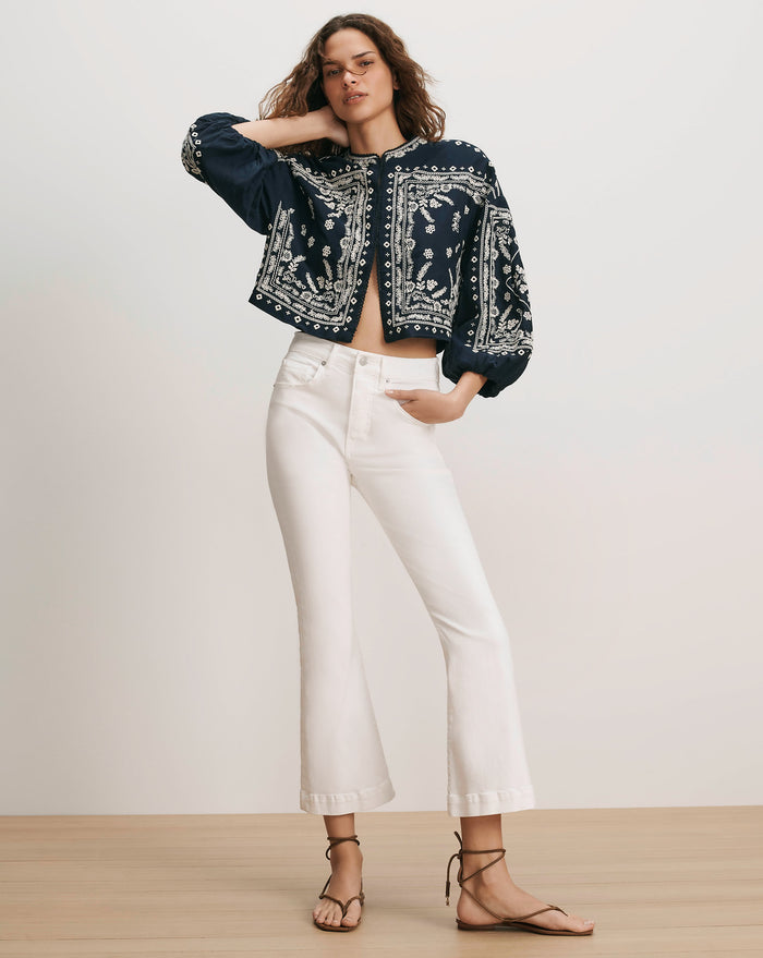 Veronica Beard Carson Kick-Flare Jean - White