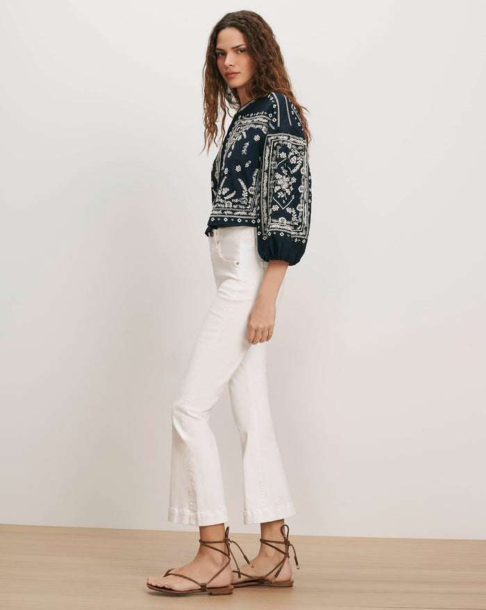 Veronica Beard Carson Kick-Flare Jean - White