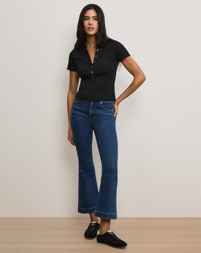 Veronica Beard Blue denim flare jeans.