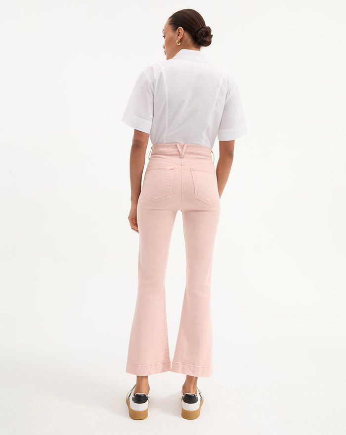 Veronica Beard Carson Kick-Flare Jean - Stoned Pink Shell
