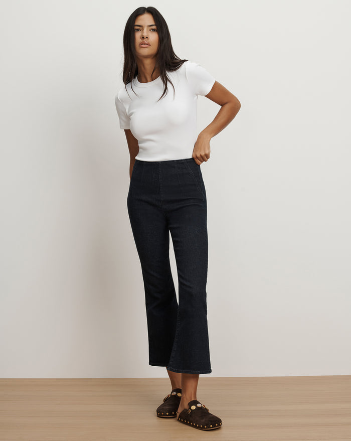 Veronica Beard Carson Off-Duty Kick-Flare Jean - Oxford
