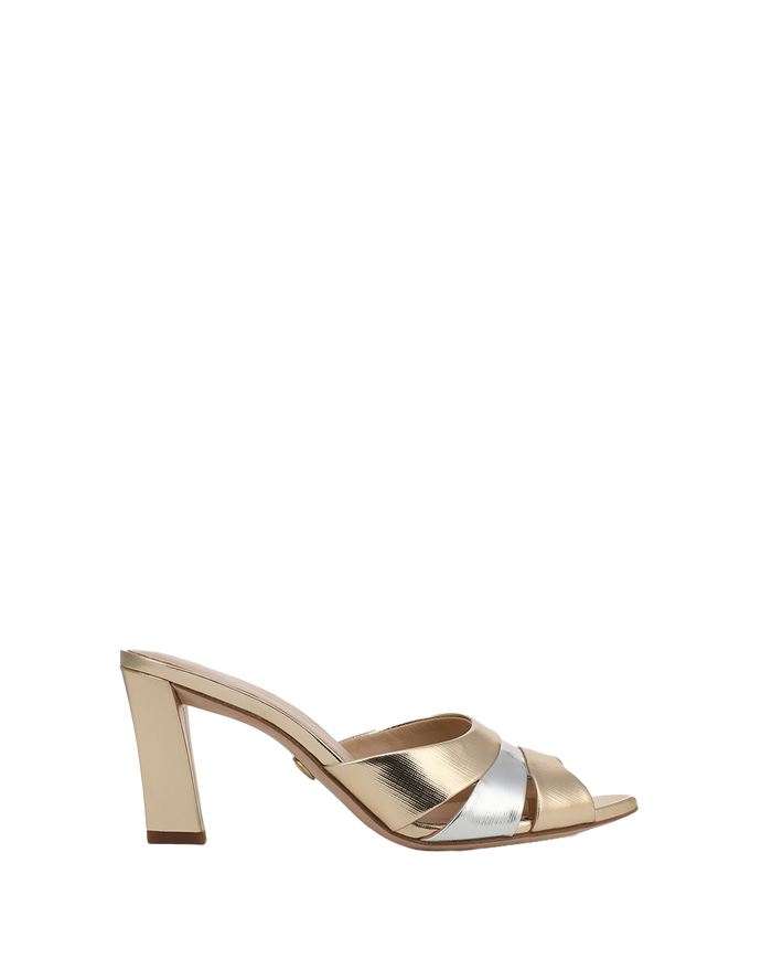 Veronica Beard Cassiel Metallic Slide Sandal - Gold/Silver