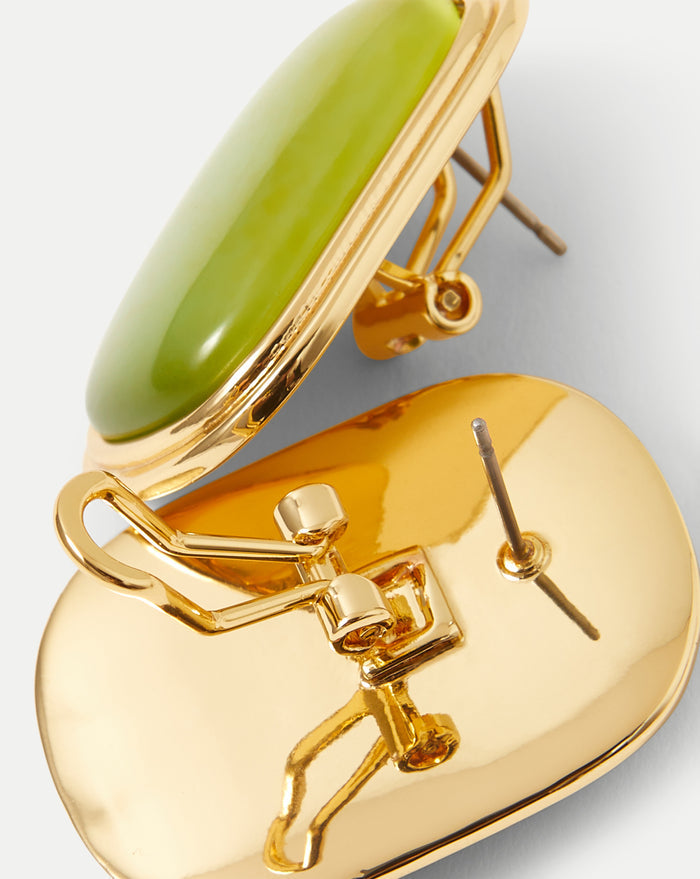 Veronica Beard Cat’s Eye Stone Earring - Light Pistachio