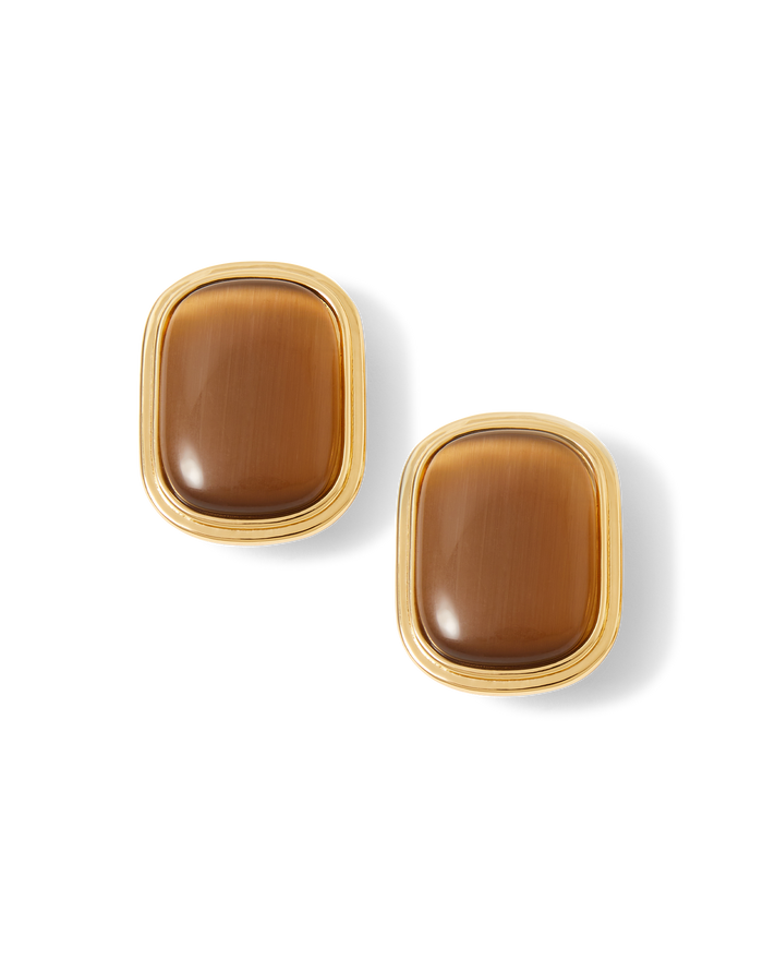 Veronica Beard Cat’s Eye Stone Earring Brown