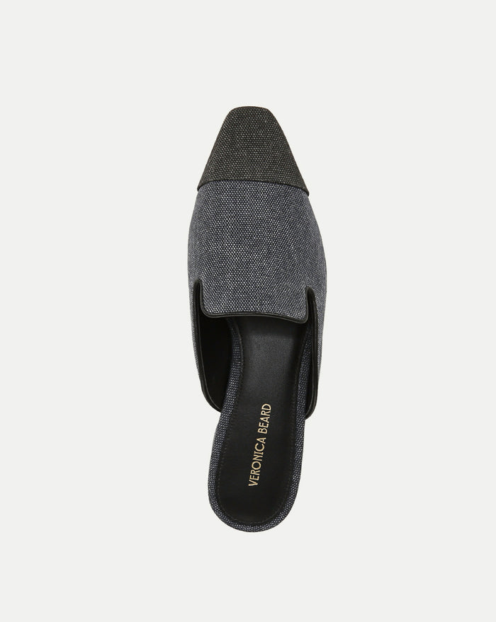 Veronica Beard Cecile Denim Cap-Toe Mule - Denim Blue/Black