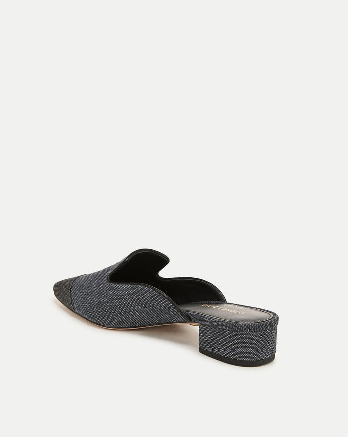 Veronica Beard Cecile Denim Cap-Toe Mule - Denim Blue/Black