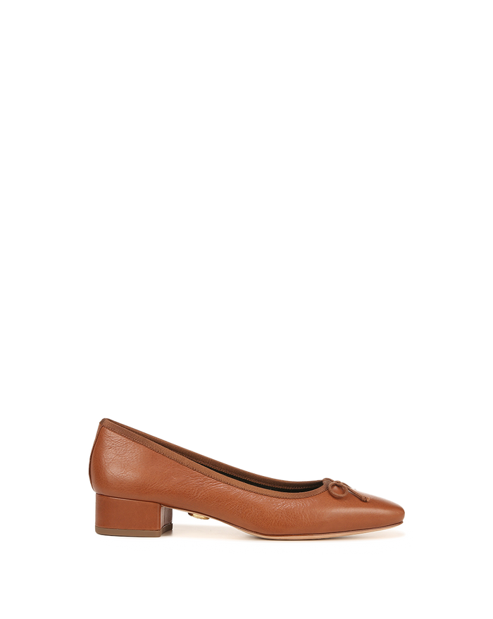 Veronica Beard Cecile Leather Ballet Pump Caramel
