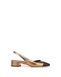 Veronica Beard Cecile Leather Cap-Toe Slingback - Gold/Black