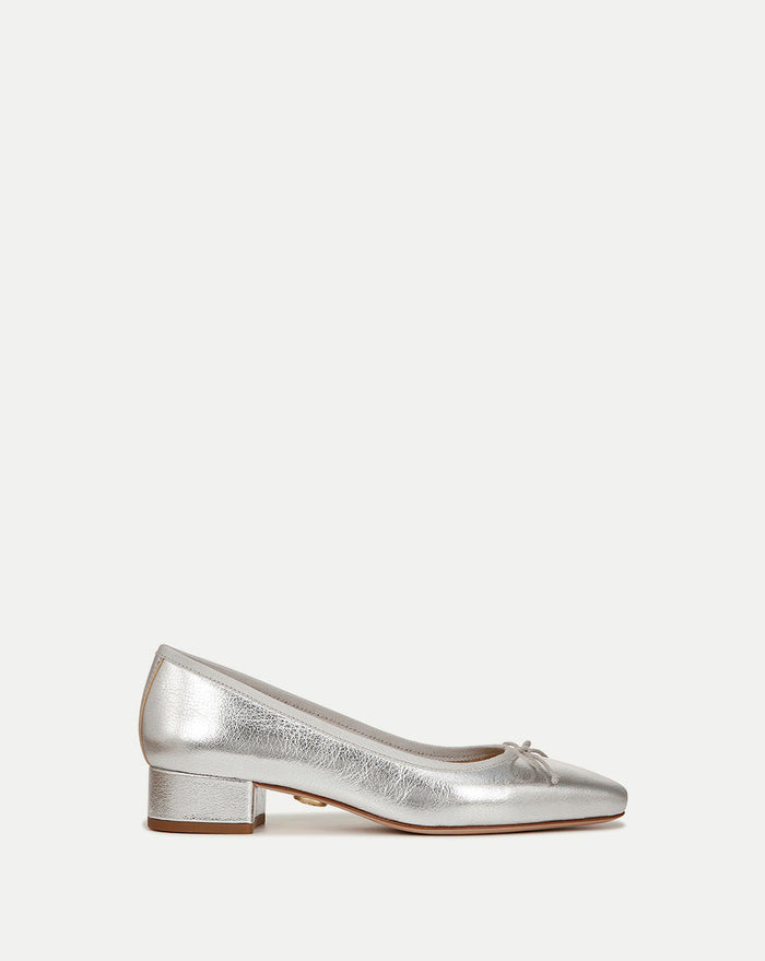 Veronica Beard Cecile Metallic Leather Ballet Pump - Platinum
