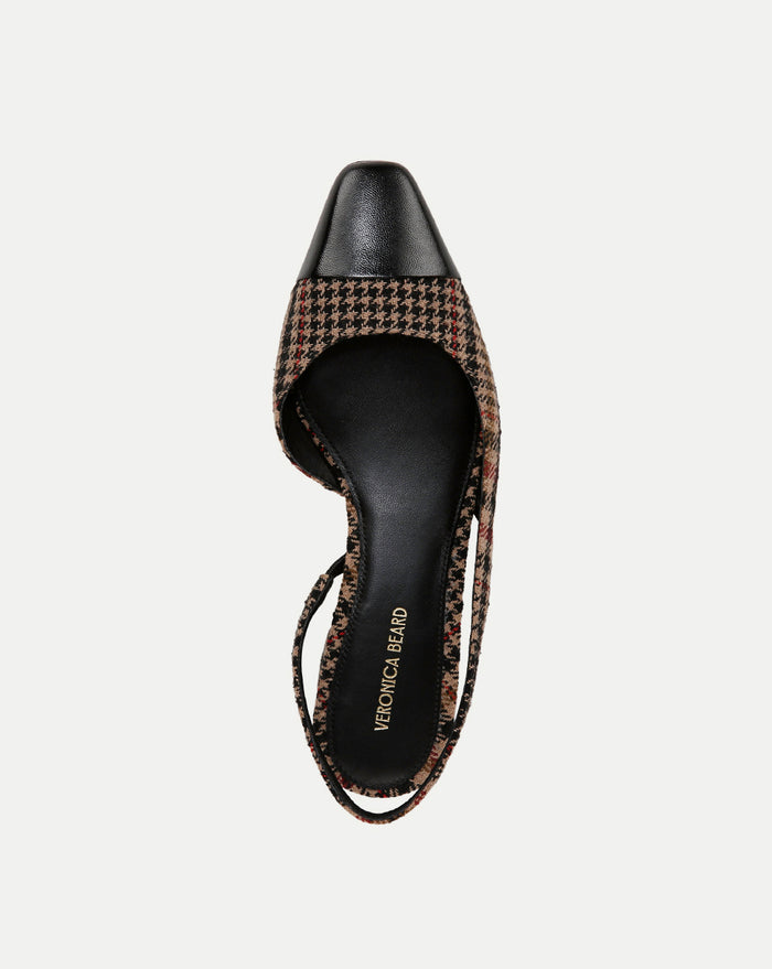 Veronica Beard Cecile Plaid Cap-Toe Slingback - Camel Multi