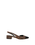 Veronica Beard Cecile Plaid Cap-Toe Slingback - Camel Multi