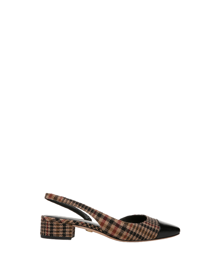 Veronica Beard Cecile Plaid Cap-Toe Slingback - Camel Multi