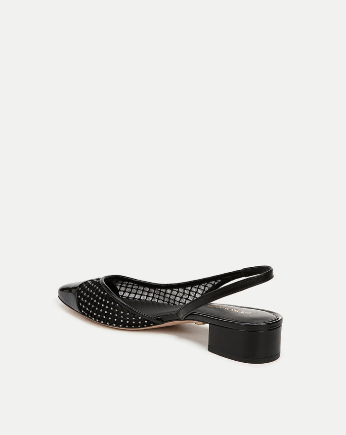 Veronica Beard Cecile Rhinestone Mesh Cap-Toe Slingback - Black Rhinestone