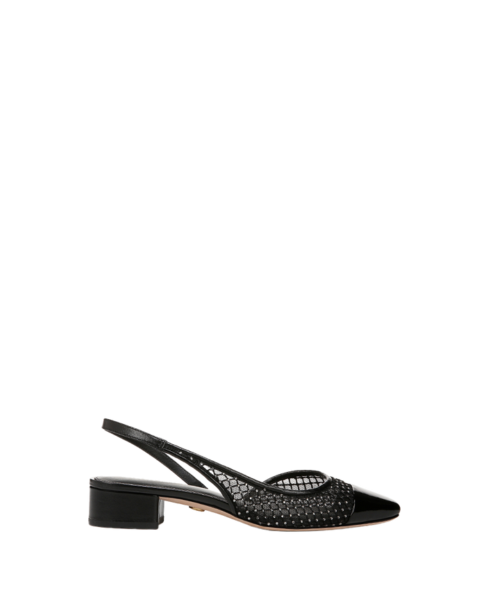 Veronica Beard Cecile Rhinestone Mesh Cap-Toe Slingback - Black Rhinestone