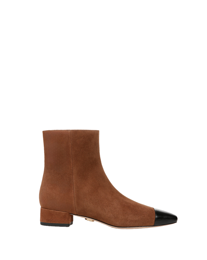 Veronica Beard Cecile Suede Cap-Toe Bootie - Cedar/Black