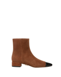 Veronica Beard Cecile Suede Cap-Toe Bootie - Cedar/Black