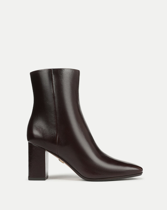 Veronica Beard Cera Leather Ankle Boot - Dark Raisin