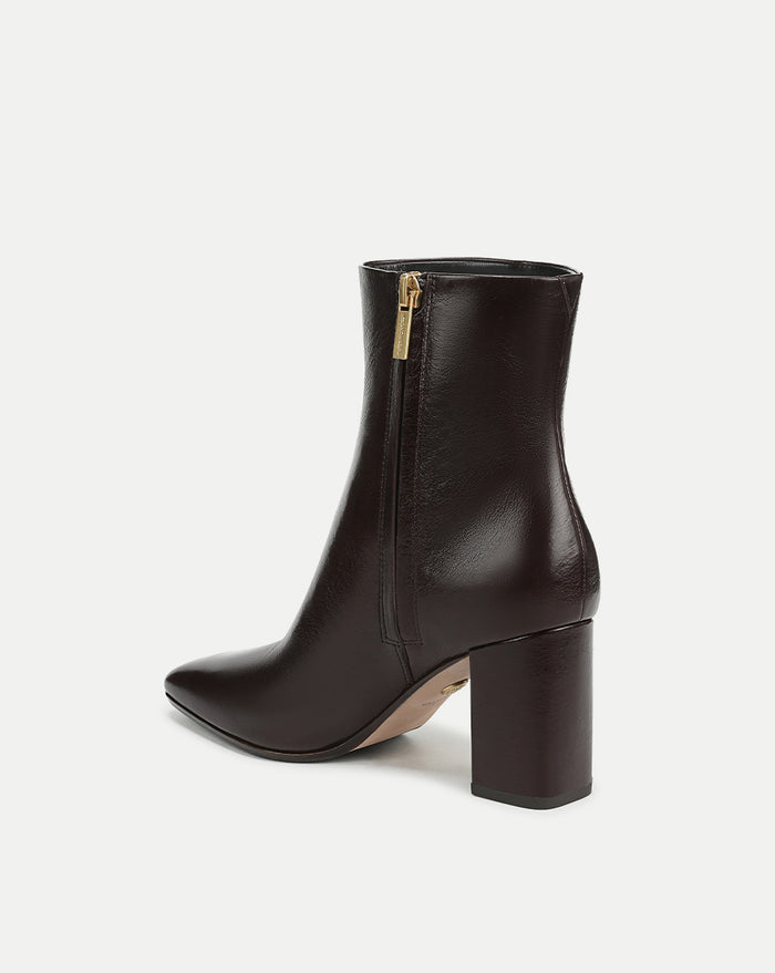 Veronica Beard Cera Leather Ankle Boot - Dark Raisin