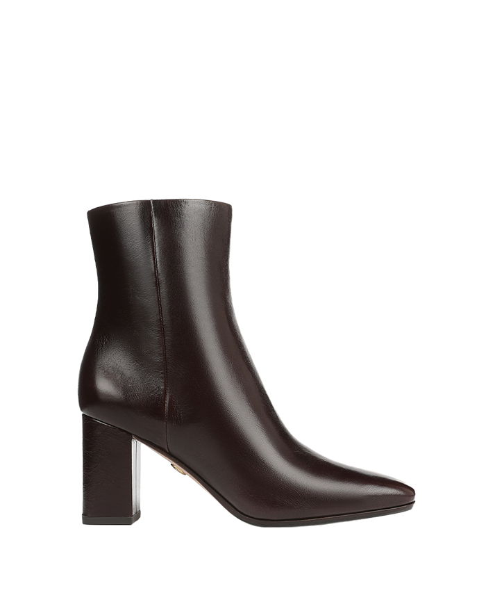 Veronica Beard Cera Leather Ankle Boot - Dark Raisin