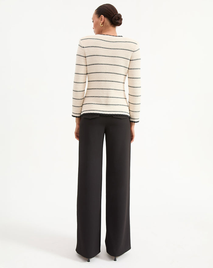 Veronica Beard Ceriani Knit Jacket - Off-White/Black
