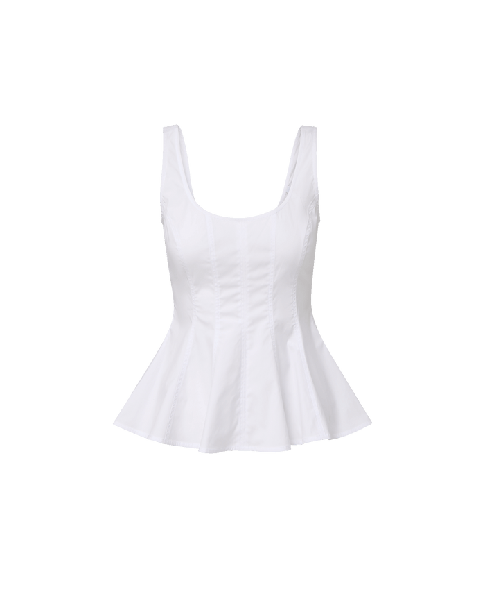 Veronica Beard Charlie Peplum Tank Top - White