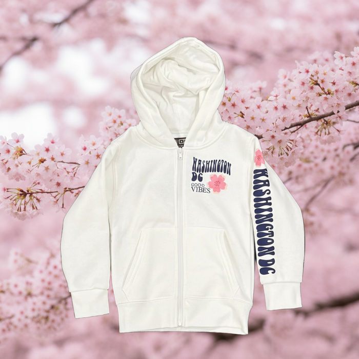 Cherry Blossom Good Vibes Kid's Zip Up Hoodie