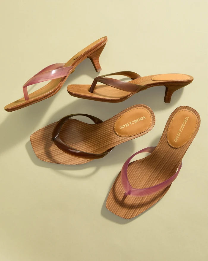 Veronica Beard Clea Jelly Kitten-Heel Sandal - Petal Pink/Hazelwood