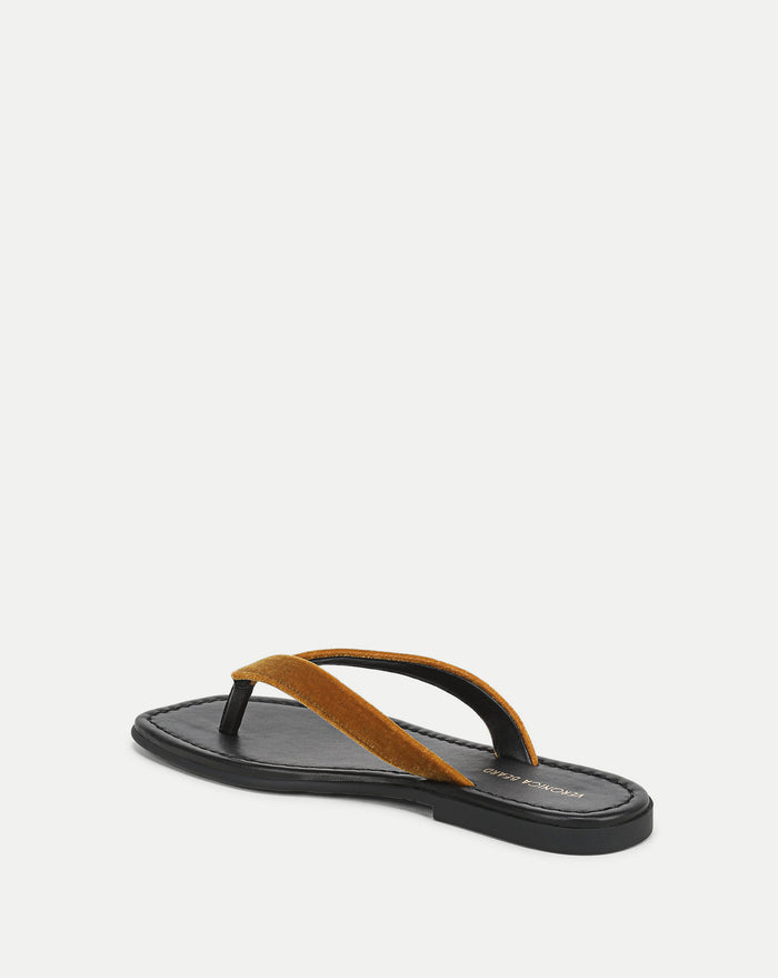 Veronica Beard Clea Velvet Flip-Flop Sandal - Mustard Yellow