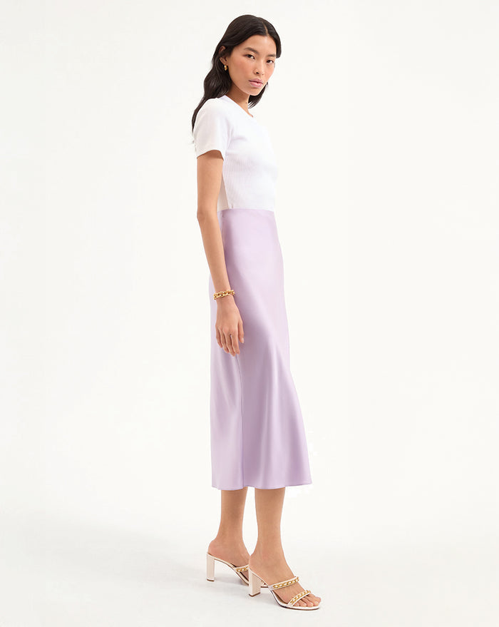 Veronica Beard Clover Stretch-Silk Slip Skirt - Soft Lilac